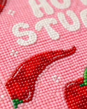 Hot stuff pink red Pepper Pearlstone Tuval Sanat Kiti | Yarım İnci 3D Tablo Boyama Seti | Rhinestone 