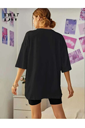 malkoçbey houston baskılı oversize unisex basic t-şihirt