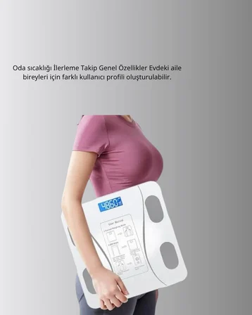 Akıllı Bluetooth Tartı – 8 Farklı Ölçüm Verisi Otomatik Kişi Tanıma