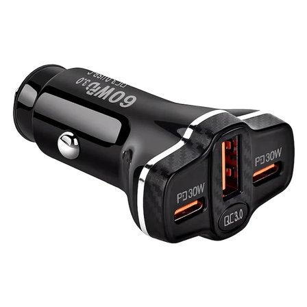 ALLY PD62 2xType-C + USB 78W Araç Çakmaklık Hızlı Şarj Aleti Araç Şarjı-(5775)