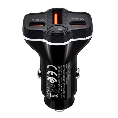 ALLY PD62 2xType-C + USB 78W Araç Çakmaklık Hızlı Şarj Aleti Araç Şarjı-(5775)