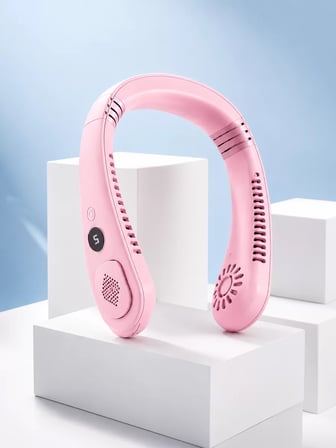 Pembe Boyun Fanı Sessiz Çalışan USB Şarjlı Taşınabilir Kişisel Serinletici