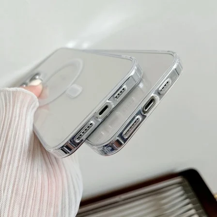 ALLY iPhone 15 Plus Magsafe Uyumlu Manyetik Şeffaf Silikon Kılıf-(5775)