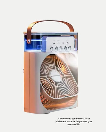 Taşınabilir Mini Klima Fan 3’Ü 1 Arada Soğutucu Nemlendirici Ve Gece Lambası