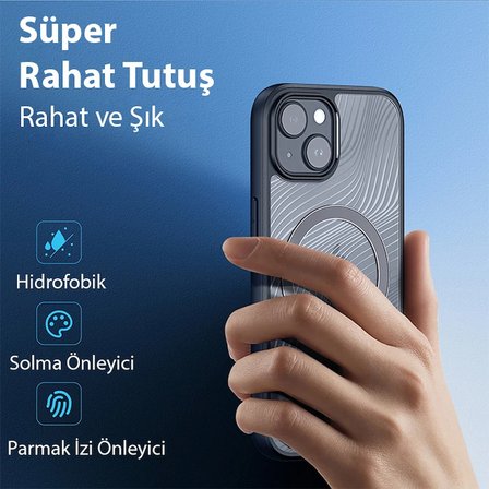 Dux Ducis iPhone 15 Aimo Series MagSafe Premium Buzlu Sert PC-TPU Kılıf-(5775)