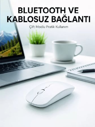 Bluetooth Kablosuz Wireless Mouse Şarjlı Sessiz Ergonomik 5000 DPI Fare