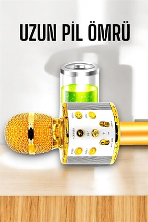 Kablosuz Bluetooth Karaoke Mikrofon USB ve AUX Girişli Yüksek Ses Kalitesi