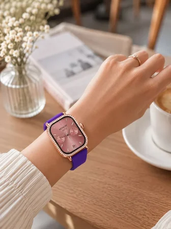 3 Kordonlu Rose Gold Kasalı Kadın Akıllı Saat Seti