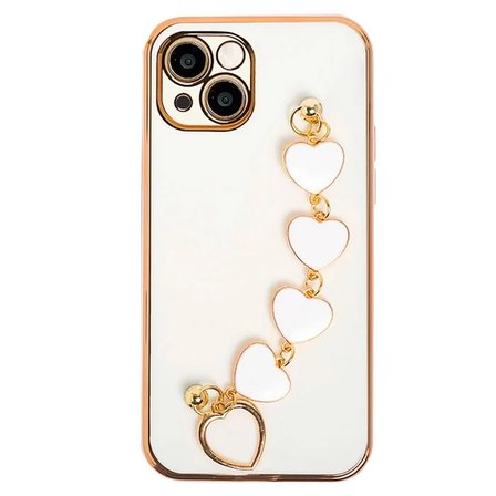 Ally iPhone 13 6.1inç Kılıf Kalp Bileklik Tutuculu Lüx Silikon Askılı Kılıf-(5775)