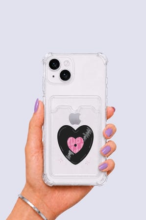iPhone 13 Kartlıklı Vinly Desenli Kılıf