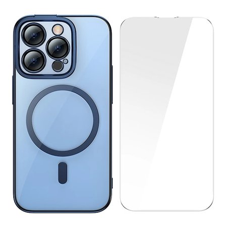Baseus Glitter iPhone 14 Pro 6.1 Magsafe Silikon Kılıf + Tempered Ekran Koruyucu Set-(5775)