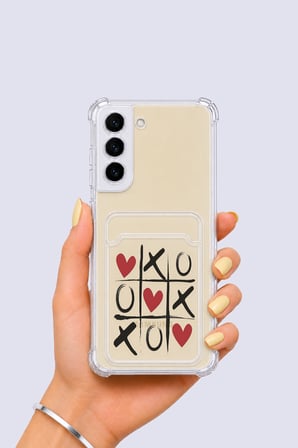 Samsung Galaxy S22 Kartlıklı XoXO Desenli Kılıf