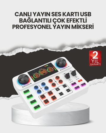 Çok Efektli Canlı Yayın Ses Mikseri USB ve Kablosuz Uyumlu