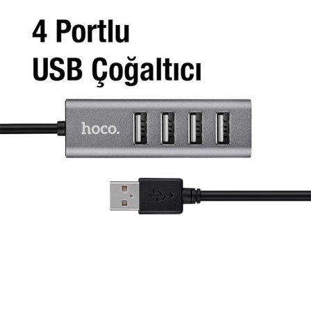 HOCO HB1 80cm Kablolu 4 Portlu USB Çoğaltıcı HUB Adaptör-(5775)