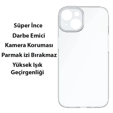 Baseus Simple Case iPhone 14 Plus 6.7 Kamera Korumalı İnce Silikon Şeffaf Kılıf-(5775)