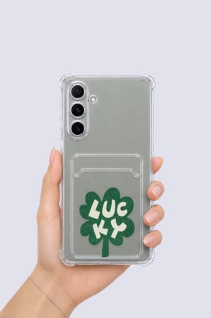 Samsung Galaxy A16 Kartlıklı Lucky Yonca Desenli Kılıf