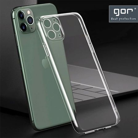 Gor İPhone 12 Pro Max 6.7 İnch Kılıf Kamera Korumalı Şeffaf Silikon Kılıf-(5775)