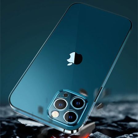 Gor İPhone 12 Pro Max 6.7 İnch Kılıf Kamera Korumalı Şeffaf Silikon Kılıf-(5775)