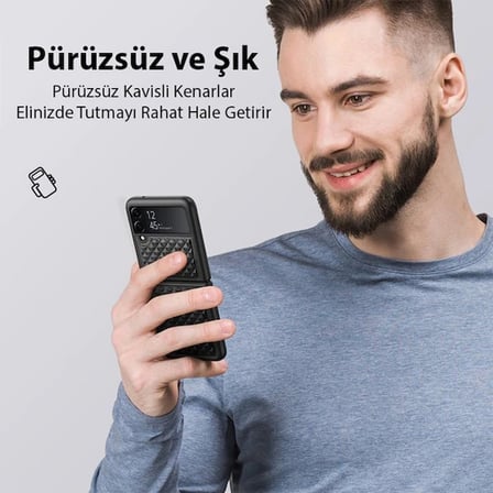 Dux Ducis Venice Series Samsung Galaxy Z Flip3 5G için Premium Deri Kılıf-(5775)