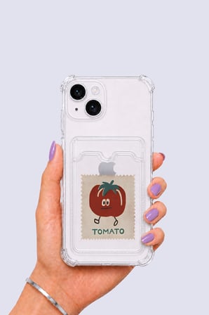 iPhone 14 Kartlıklı Tomato Desenli Kılıf