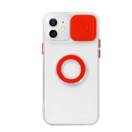 Ally iPhone 11 6.1inç Kılıf Sürgülü Kamera Lens Korumalı Yüzük Standlı Silikon Kılıf-(5775)