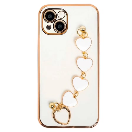 Ally iPhone 13 6.1inç Kılıf Kalp Bileklik Tutuculu Lüx Silikon Askılı Kılıf-(5775)