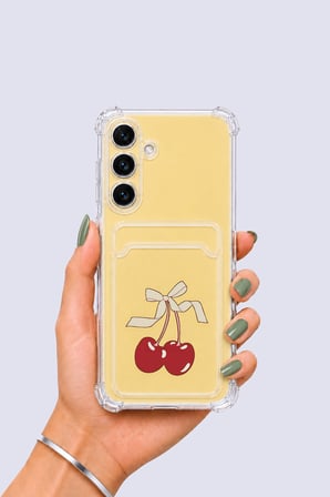 Samsung Galaxy S24 FE Kartlıklı Kiraz Desenli Kılıf
