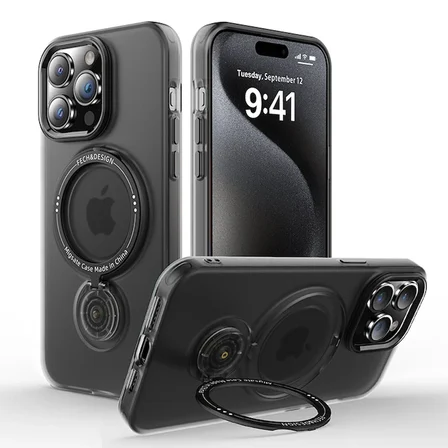 ALLY iPhone 14 Pro İçin Magsafe Uyumlu Standlı Manyetik Silikon Kılıf-(5775)