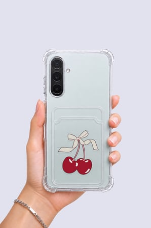 Samsung Galaxy A26 Kartlıklı Kiraz Desenli Kılıf