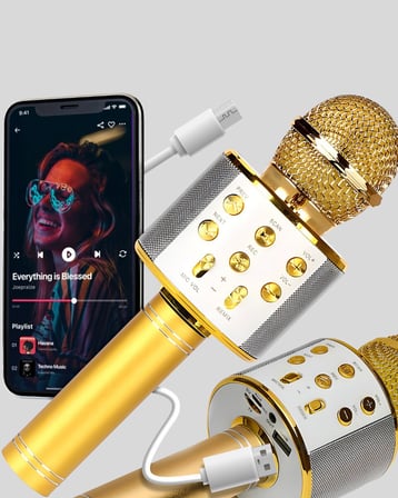 Karaoke Mikrofonu Bluetooth USB AUX Girişli Yankı Efektli