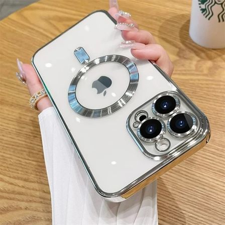 ALLY iPhone 13 Pro 6.1inç Renkli Kenar Lazer Çerçeveli Magsafe Uyumlu Silikon Kılıf-(5775)