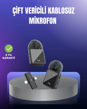 Vlog Podcast ve Röportajlar İçin Kablosuz Çift Yaka Mikrofon