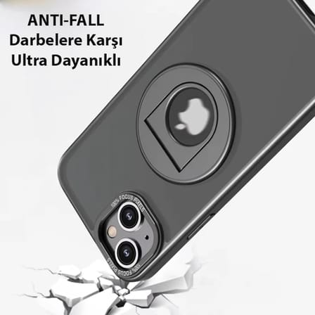 ALLY iPhone 14 Plus İçin Magsafe Uyumlu Yüzük Standlı Manyetik Silikon Kılıf-(5775)