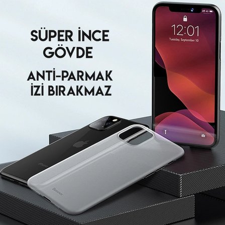 Baseus Wing Case İPhone 11 Pro 5.8  Ultra İnce Lux Mat Şeffaf Kılıf-(5775)