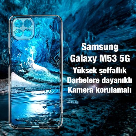 Ally SM Galaxy M53 Kılıf Kamera Korumalı Ultra İnce Şeffaf Silikon Kılıf-(5775)