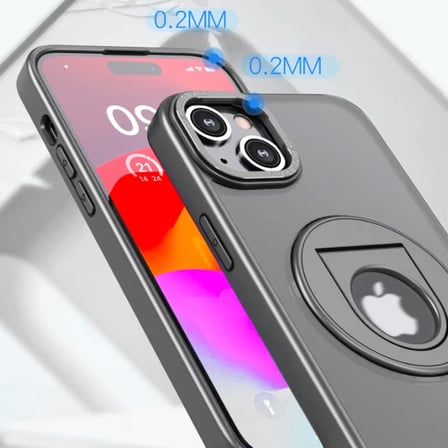 ALLY iPhone 15 Plus İçin Magsafe Uyumlu Yüzük Standlı Manyetik Silikon Kılıf-(5775)