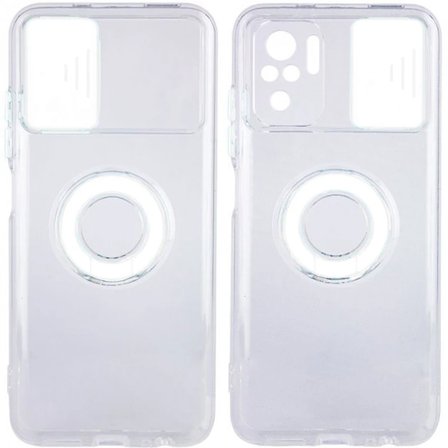 Ally Xiaomi Redmi Note 10 - 10s Kılıf Sürgülü Kamera Lens Korumalı Yüzük Standlı Silikon Kılıf-(5775)