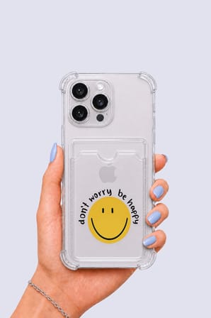 iPhone 13 Pro Max Kartlıklı Gülücük Desenli Kılıf