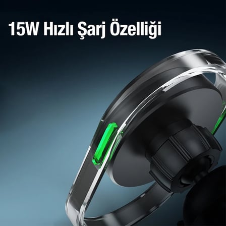 Ally 15W Klima Araç Havalandırma Bölmesi Manyetik Şeffaf Kablosuz Araç Şarj Telefon Tutucu-(5775)