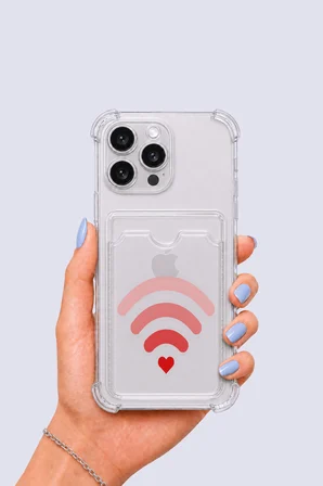 iPhone 13 Pro Max Kartlıklı Aşk Sinyali Desenli Kılıf