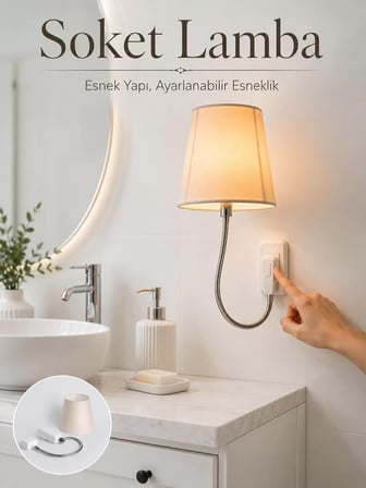 Soket Tipi Ayarlanabilir Başlıklı Dekoratif Gece Lambası