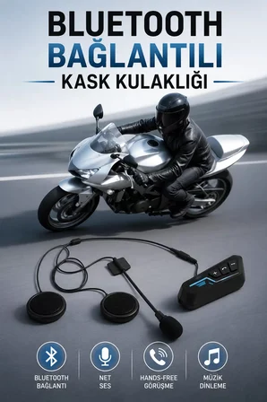 Kask Kulaklığı Motosiklet Intercom Interkom Dinleme Konuşma Özellikli Su Geçirmez
