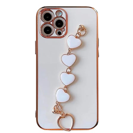 Ally iPhone 11 Pro Max 6.5inç Kılıf Kalp Bileklik Tutuculu Lüx Silikon Askılı Kılıf-(5775)
