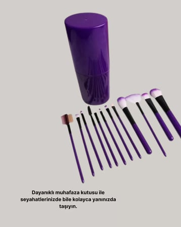 12’li Makyaj Fırça Seti Fondöten Allık Far Karıştırma İçin Tam Uyumlu