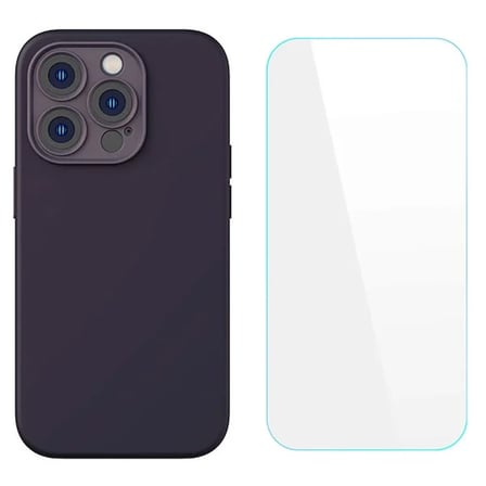 Baseus Liquid Silica iPhone 14 Pro Silikon Kılıf + Tempered Ekran Koruyucu Set-(5775)