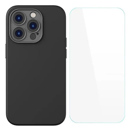 Baseus Liquid Silica iPhone 14 Pro Silikon Kılıf + Tempered Ekran Koruyucu Set-(5775)