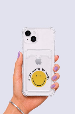 iPhone 13 Kartlıklı Gülücük Desenli Kılıf