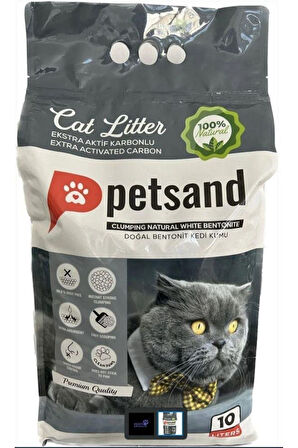 Aktif Karbonlu Topaklaşan Bentonit Kedi Kumu 10 L
