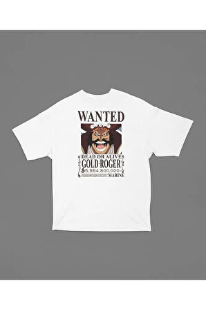 Dead Or Alive Gold Roger Wanted Yazılı Unisex Tişört, Oversize Anime Karakter Tişört