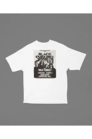 Black Sabbath Wild Turkey Unisex Tişört, Oversize Rock Metal Müzik Grubu Tişört